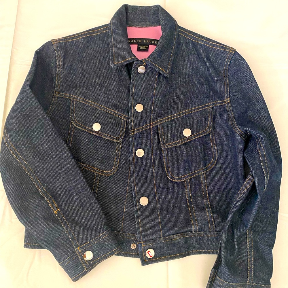 Crop Denim Jacket by Ralph Lauren with Satin lining.  Almost new condition.